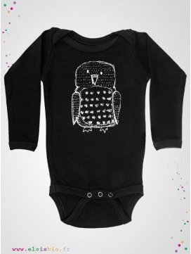 Body enfant noir imprimé hibou