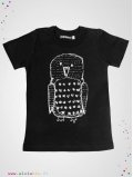 Tee-shirt enfant noir imprimé Hibou manches courtes