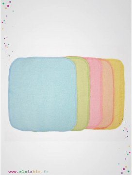 Lot de 5 débarbouillettes couleurs en bambou