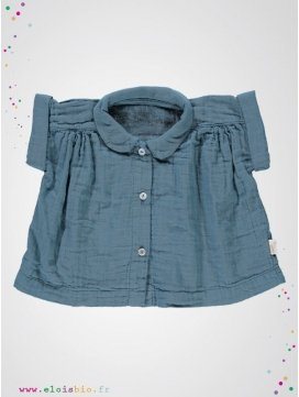 Blouse manches courtes enfant col arrondi hydro