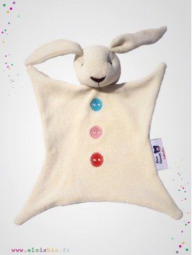 Doudou Lapin Boutons coton bio fabrication française