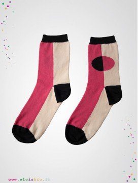 Chaussettes enfant Line Raspberry coton bio