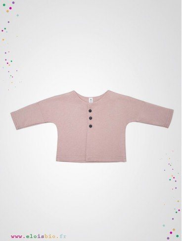 Veste kimono bébé rose coton bio