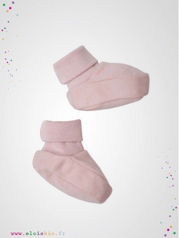 Chaussons naissance bébé rose coton bio