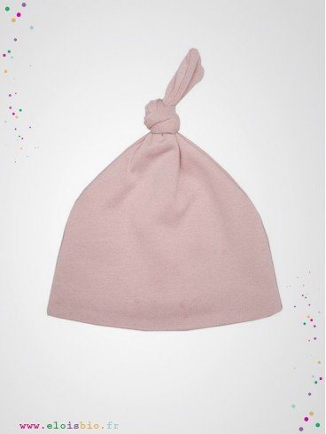 Bonnet noeud bébé rose coton bio