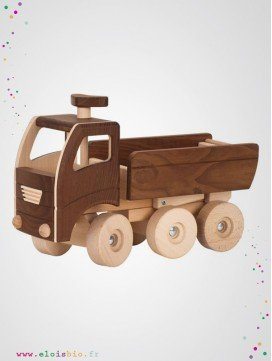Camion-benne en bois naturel