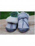 Chausson enfant cuir fourrés gris tannage végétal