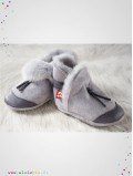 Chausson enfant cuir fourrés gris tannage végétal