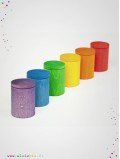6 pots avec couvercles multicolores en bois