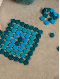 Mandala bleu jeu enfant bois naturel