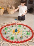 Mandala cônes vert jeu enfant bois naturel
