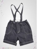 Short enfant à bretelles Bleu Denim