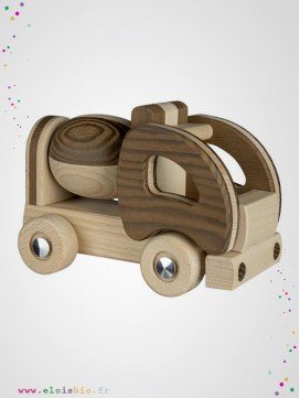 Camion toupie en bois naturel