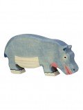 Hippopotame mangeant en bois