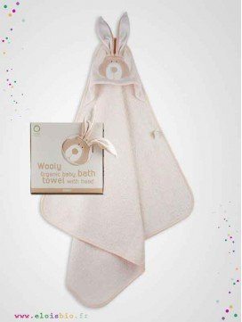 Serviette cape de bain bébé Lapin coton bio fabrication européenne