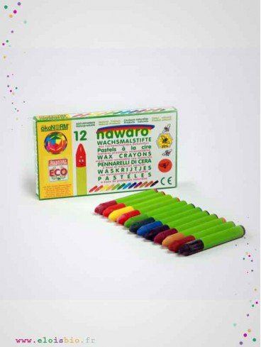 12 crayons pastels cire naturelle fabrication allemagne okonorm