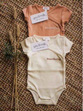 Lot de 2 Bodies bébé Breastfeeling coton bio