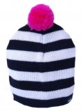 eloisbio-bonnet en laine black&white pompon cerise bellio