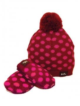 eloisbio-ensemble bonnet- moufle en laine bordeaux bellio