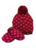 eloisbio-ensemble bonnet- moufle en laine bordeaux bellio