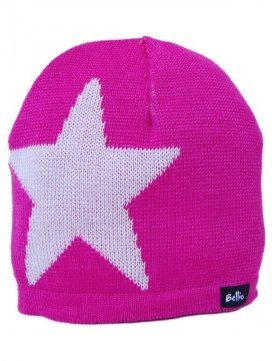 eloisbio-bonnet en laine etoile cerise-blanc bellio