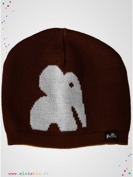 eloisbio-bonnet en laine ellie marron-blanc bellio