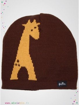 eloisbio-bonnet en laine giralf marron-jaune bellio