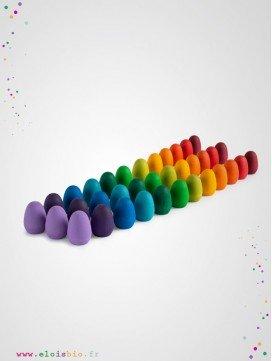Mandala oeufs arc-en-ciel en bois - 36 pièces