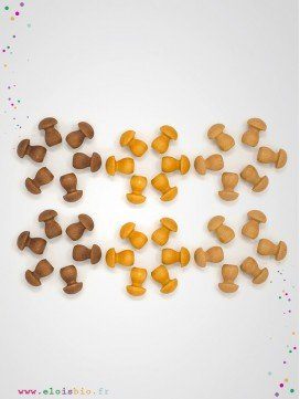 Mandala petits Champignons en bois - 36 pièces