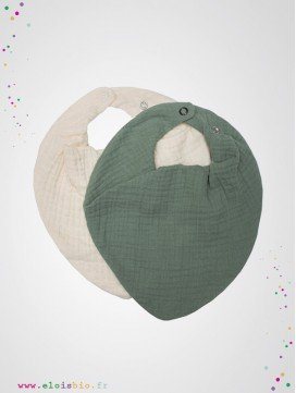 Pack de 2 bavoirs en mousseline de coton bio - 3 coloris