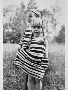 Robe enfant imprimé "Stripe" rayures noires