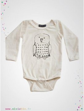 Body enfant écru motif hibou