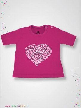 eloisbio-ts09 tee shirt manches courtes interlock rose violette coeur