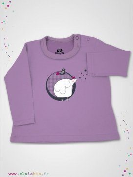 eloisbio-ts500 tee shirt rose lilas mini poule