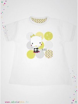 eloisbio-ts1428 minizabi tee-shirt-fille-mc-blanc- mini ballerine