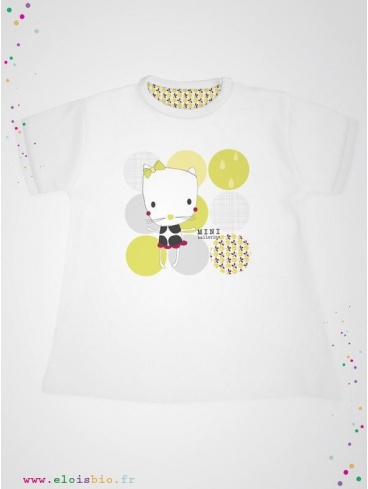 eloisbio-ts1428 minizabi tee-shirt-fille-mc-blanc- mini ballerine