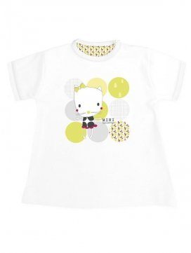 eloisbio-ts1428 minizabi tee-shirt-fille-mc-blanc- mini ballerine